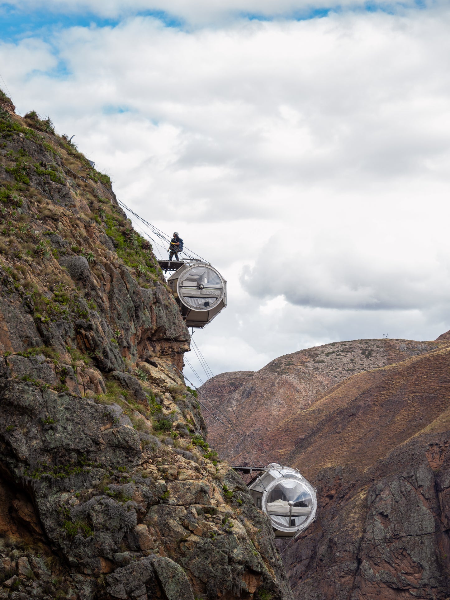 Sleep in a hanging glass pod above Cusco's Sacred Valley